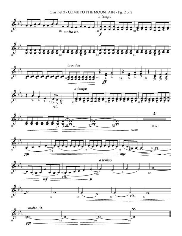Come To The Mountain (Choral Anthem SATB) Clarinet 3 (Lifeway Choral / Arr. Phillip Keveren)
