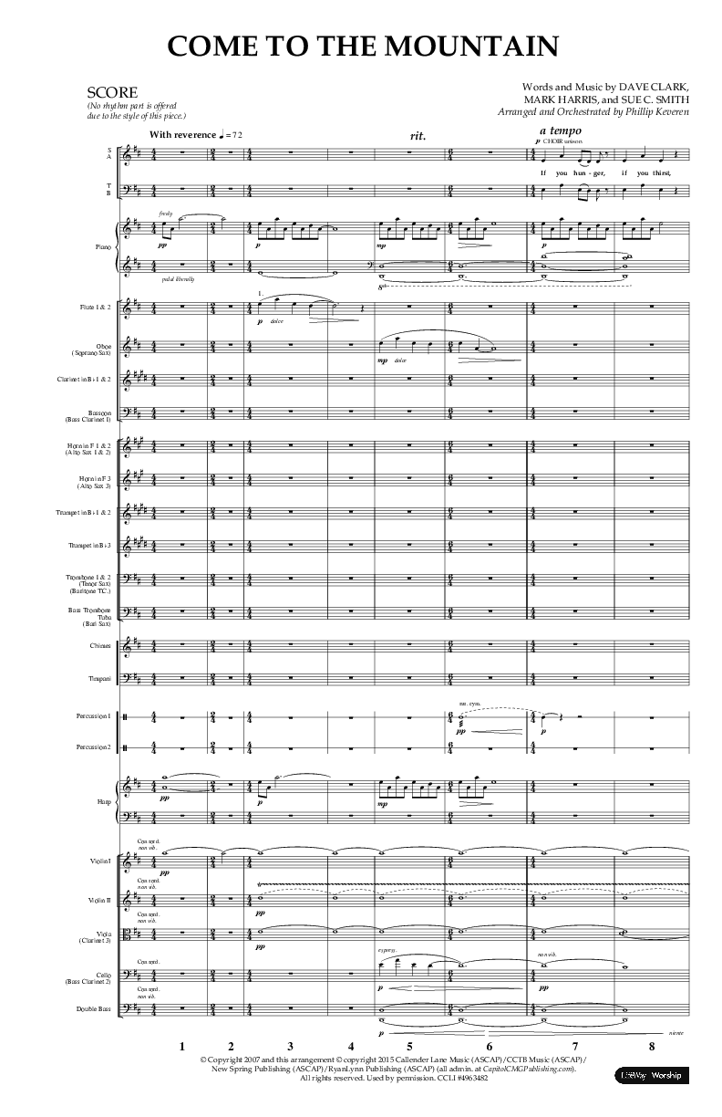 Come To The Mountain (Choral Anthem SATB) Orchestration (Lifeway Choral / Arr. Phillip Keveren)