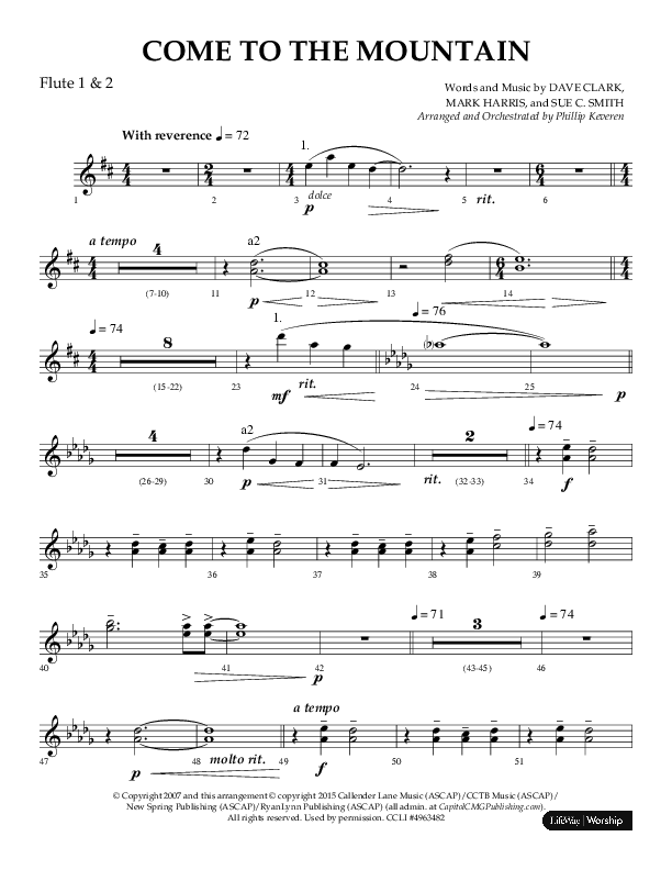 Come To The Mountain (Choral Anthem SATB) Flute 1/2 (Lifeway Choral / Arr. Phillip Keveren)