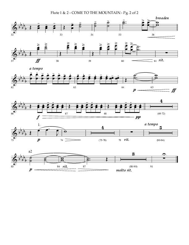 Come To The Mountain (Choral Anthem SATB) Flute 1/2 (Lifeway Choral / Arr. Phillip Keveren)