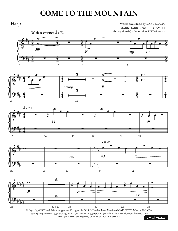 Come To The Mountain (Choral Anthem SATB) Harp (Lifeway Choral / Arr. Phillip Keveren)