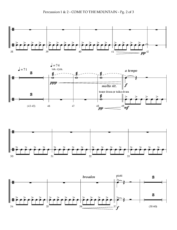 Come To The Mountain (Choral Anthem SATB) Percussion 1/2 (Lifeway Choral / Arr. Phillip Keveren)