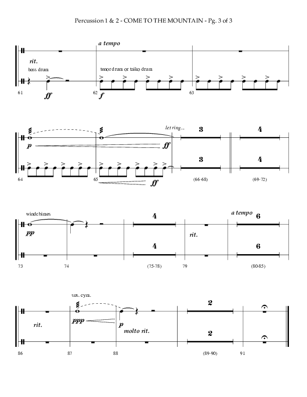Come To The Mountain (Choral Anthem SATB) Percussion 1/2 (Lifeway Choral / Arr. Phillip Keveren)