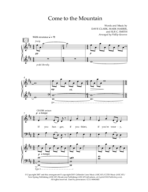 Come To The Mountain (Choral Anthem SATB) Anthem (SATB/Piano) (Lifeway Choral / Arr. Phillip Keveren)