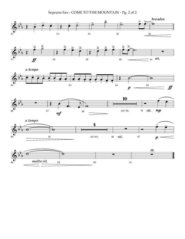 Come To The Mountain (Choral Anthem SATB) Soprano Sax (Lifeway Choral / Arr. Phillip Keveren)