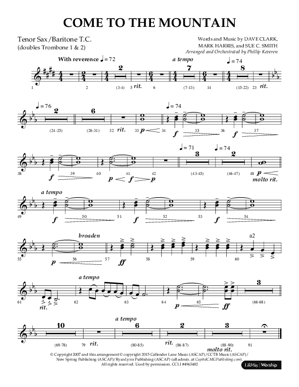 Come To The Mountain (Choral Anthem SATB) Tenor Sax/Baritone T.C. (Lifeway Choral / Arr. Phillip Keveren)