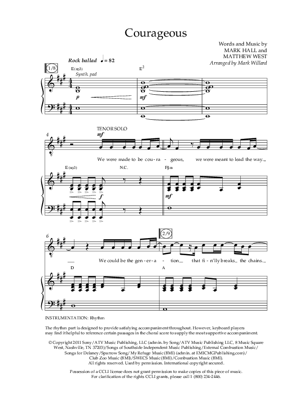 Courageous with My Creed (Choral Anthem SATB) Anthem (SATB/Piano) (Lifeway Choral / Arr. Mark Willard)
