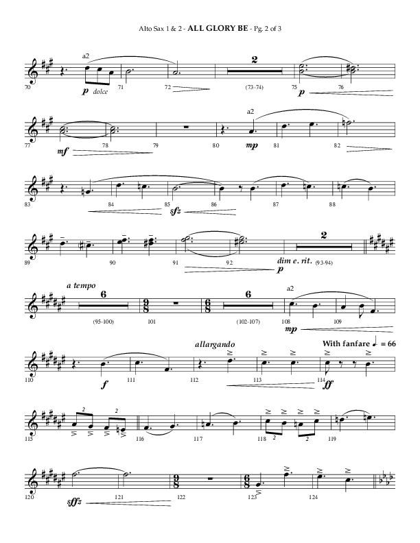 All Glory Be (Choral Anthem SATB) Alto Sax 1/2 (Lifeway Choral / Arr. Phillip Keveren)