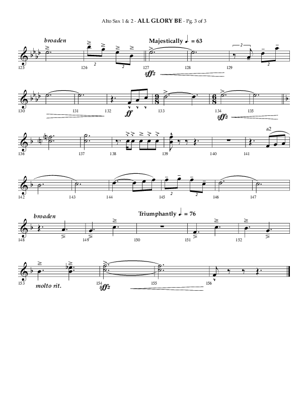All Glory Be (Choral Anthem SATB) Alto Sax 1/2 (Lifeway Choral / Arr. Phillip Keveren)