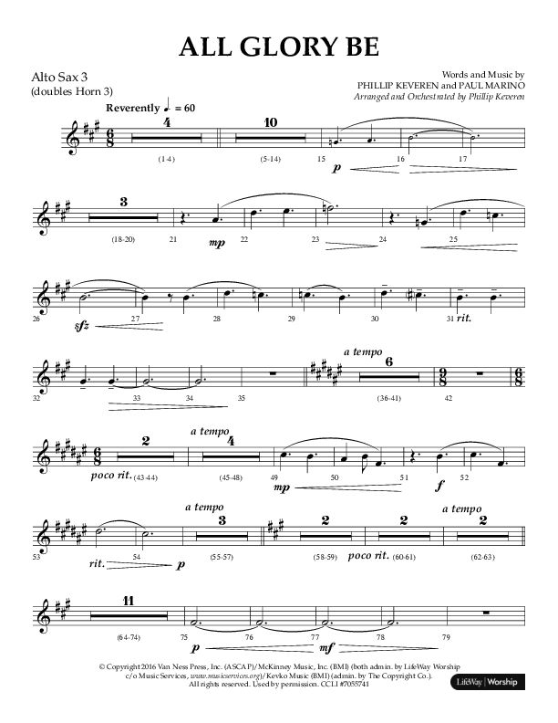 All Glory Be (Choral Anthem SATB) Alto Sax (Lifeway Choral / Arr. Phillip Keveren)