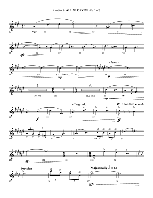 All Glory Be (Choral Anthem SATB) Alto Sax (Lifeway Choral / Arr. Phillip Keveren)