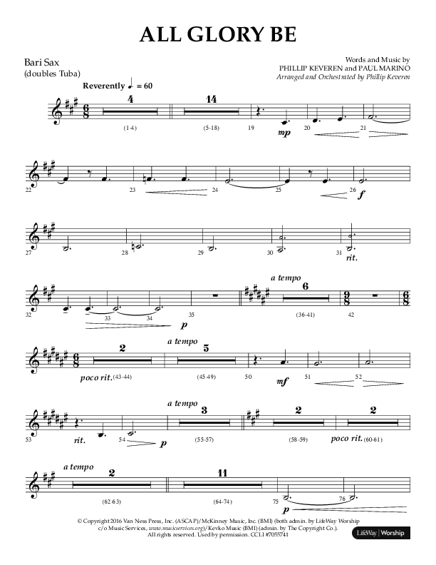 All Glory Be (Choral Anthem SATB) Bari Sax (Lifeway Choral / Arr. Phillip Keveren)