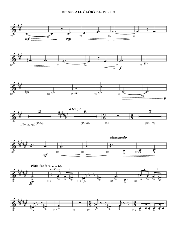 All Glory Be (Choral Anthem SATB) Bari Sax (Lifeway Choral / Arr. Phillip Keveren)