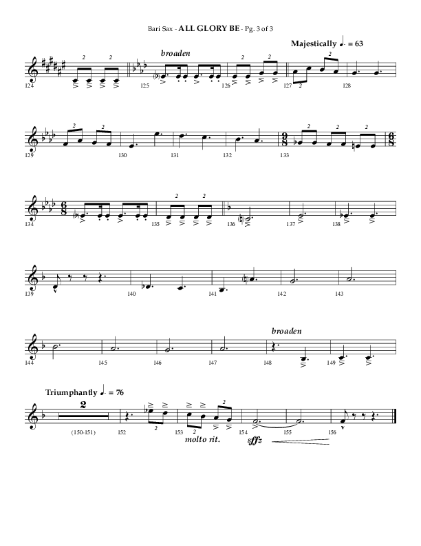 All Glory Be (Choral Anthem SATB) Bari Sax (Lifeway Choral / Arr. Phillip Keveren)