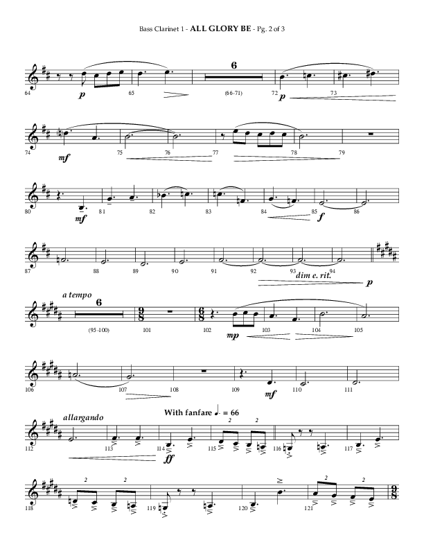 All Glory Be (Choral Anthem SATB) Bass Clarinet (Lifeway Choral / Arr. Phillip Keveren)