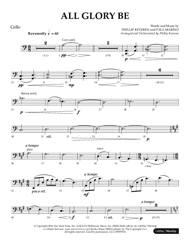 All Glory Be (Choral Anthem SATB) Cello (Lifeway Choral / Arr. Phillip Keveren)
