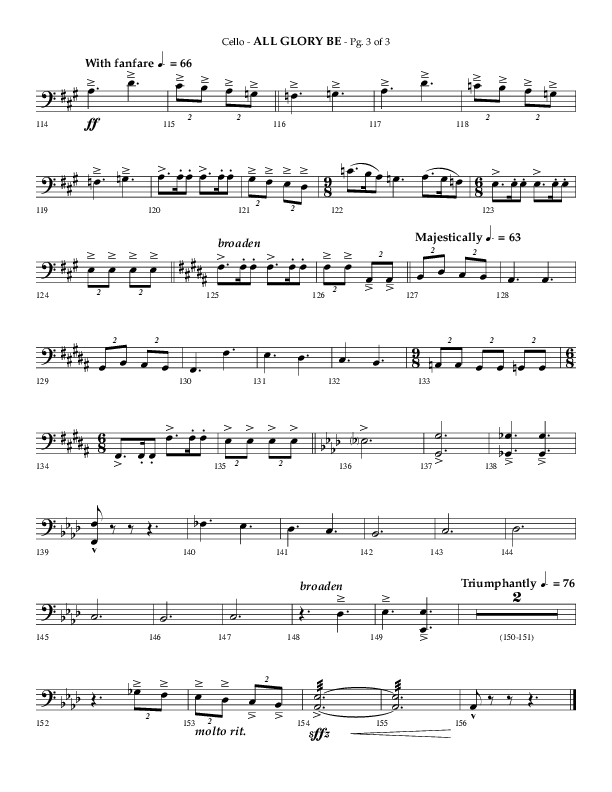 All Glory Be (Choral Anthem SATB) Cello (Lifeway Choral / Arr. Phillip Keveren)