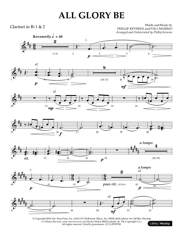 All Glory Be (Choral Anthem SATB) Clarinet 1/2 (Lifeway Choral / Arr. Phillip Keveren)