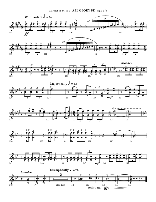 All Glory Be (Choral Anthem SATB) Clarinet 1/2 (Lifeway Choral / Arr. Phillip Keveren)