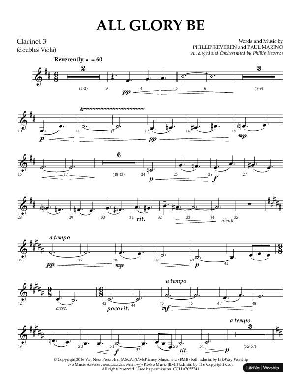 All Glory Be (Choral Anthem SATB) Clarinet 3 (Lifeway Choral / Arr. Phillip Keveren)