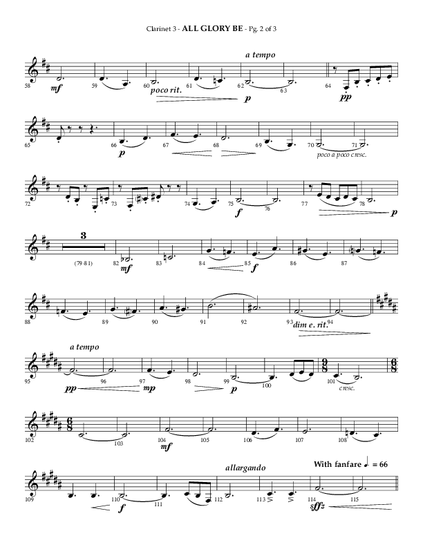 All Glory Be (Choral Anthem SATB) Clarinet 3 (Lifeway Choral / Arr. Phillip Keveren)