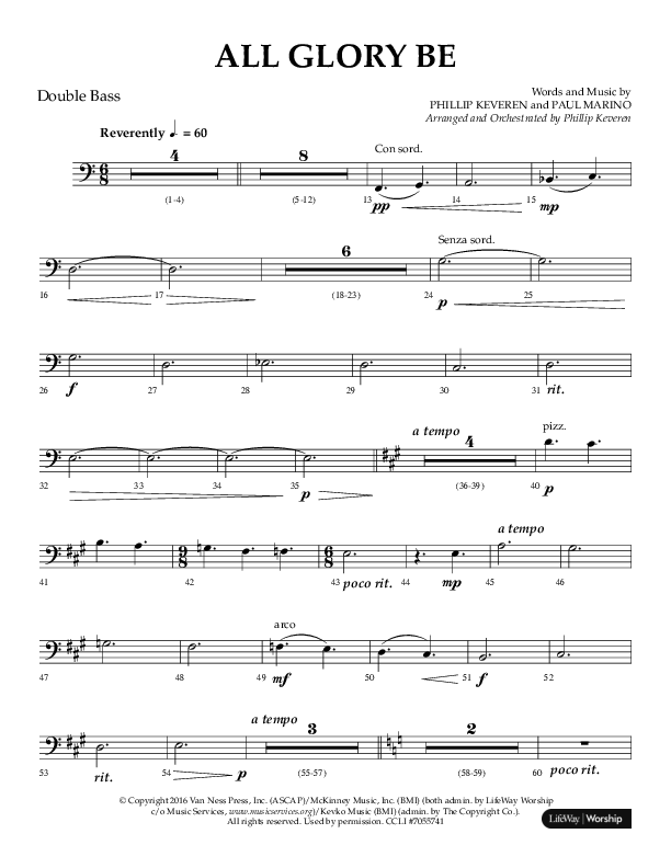 All Glory Be (Choral Anthem SATB) Double Bass (Lifeway Choral / Arr. Phillip Keveren)