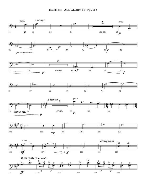 All Glory Be (Choral Anthem SATB) Double Bass (Lifeway Choral / Arr. Phillip Keveren)