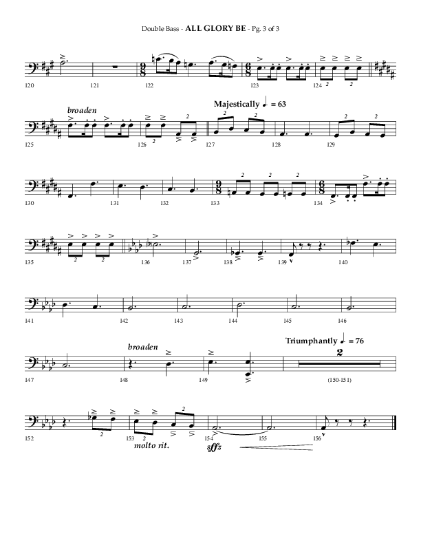 All Glory Be (Choral Anthem SATB) Double Bass (Lifeway Choral / Arr. Phillip Keveren)