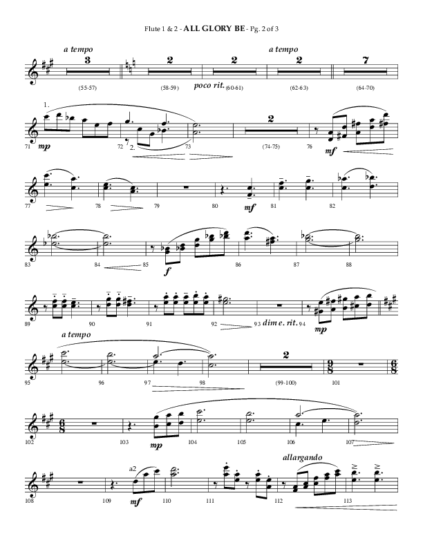 All Glory Be (Choral Anthem SATB) Flute 1/2 (Lifeway Choral / Arr. Phillip Keveren)