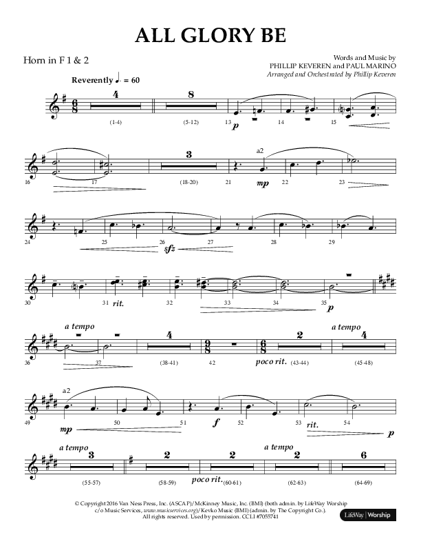 All Glory Be (Choral Anthem SATB) French Horn 1/2 (Lifeway Choral / Arr. Phillip Keveren)