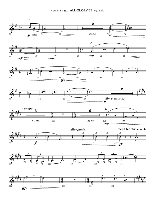All Glory Be (Choral Anthem SATB) French Horn 1/2 (Lifeway Choral / Arr. Phillip Keveren)