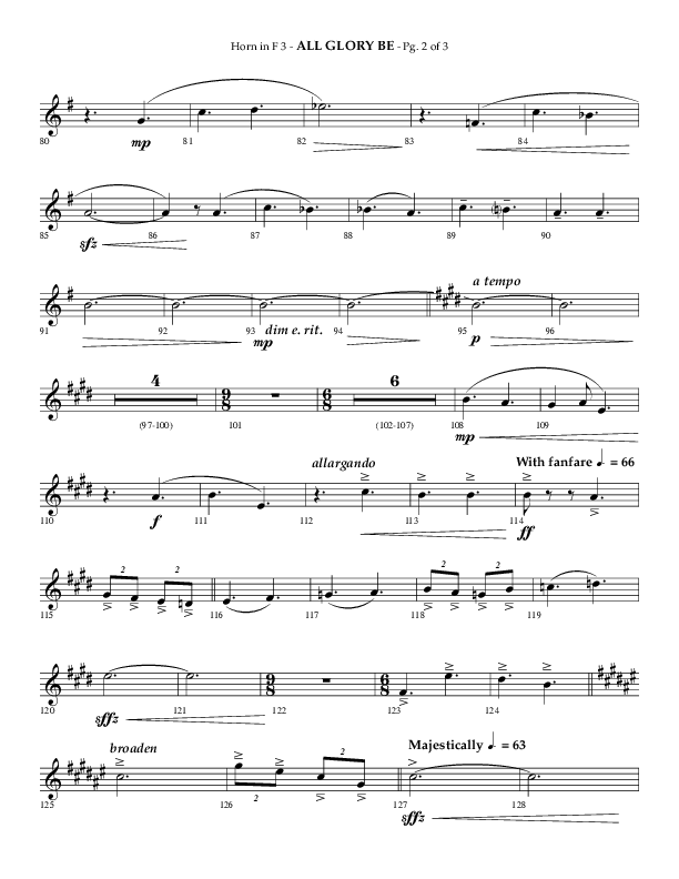 All Glory Be (Choral Anthem SATB) French Horn 3 (Lifeway Choral / Arr. Phillip Keveren)