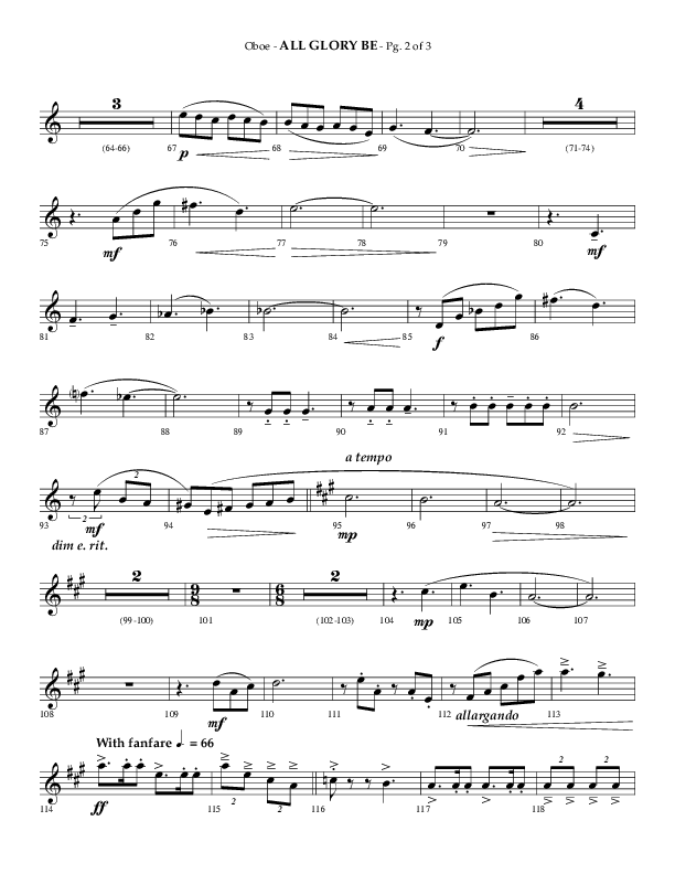 All Glory Be (Choral Anthem SATB) Oboe (Lifeway Choral / Arr. Phillip Keveren)