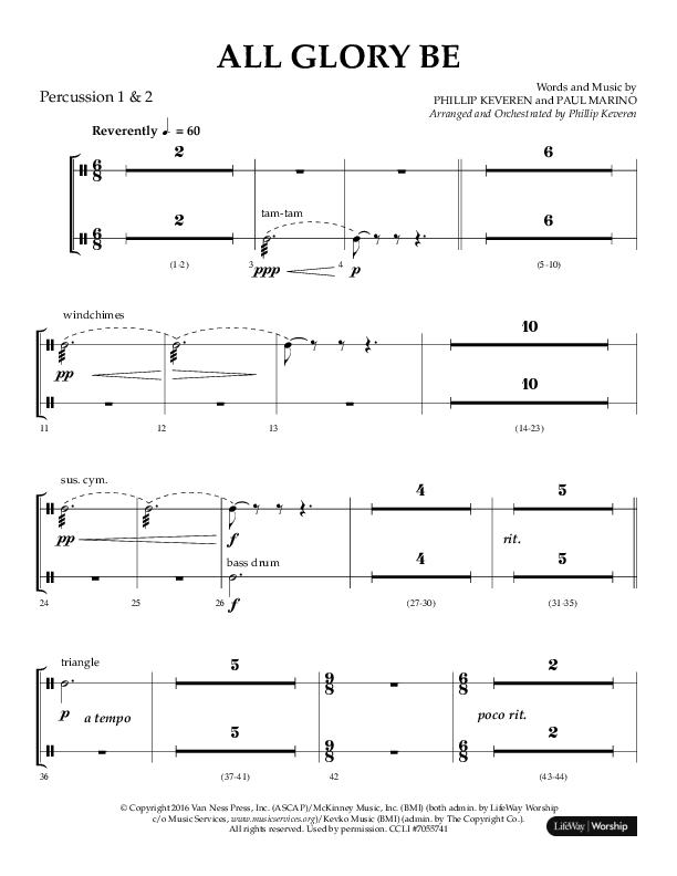 All Glory Be (Choral Anthem SATB) Percussion 1/2 (Lifeway Choral / Arr. Phillip Keveren)