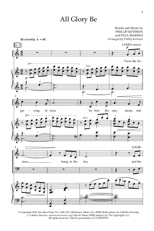 All Glory Be (Choral Anthem SATB) Anthem (SATB/Piano) (Lifeway Choral / Arr. Phillip Keveren)