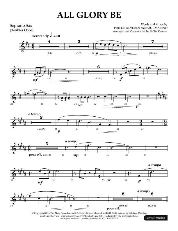 All Glory Be (Choral Anthem SATB) Soprano Sax (Lifeway Choral / Arr. Phillip Keveren)