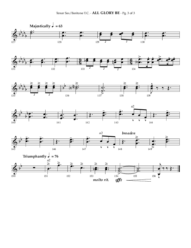 All Glory Be (Choral Anthem SATB) Tenor Sax/Baritone T.C. (Lifeway Choral / Arr. Phillip Keveren)