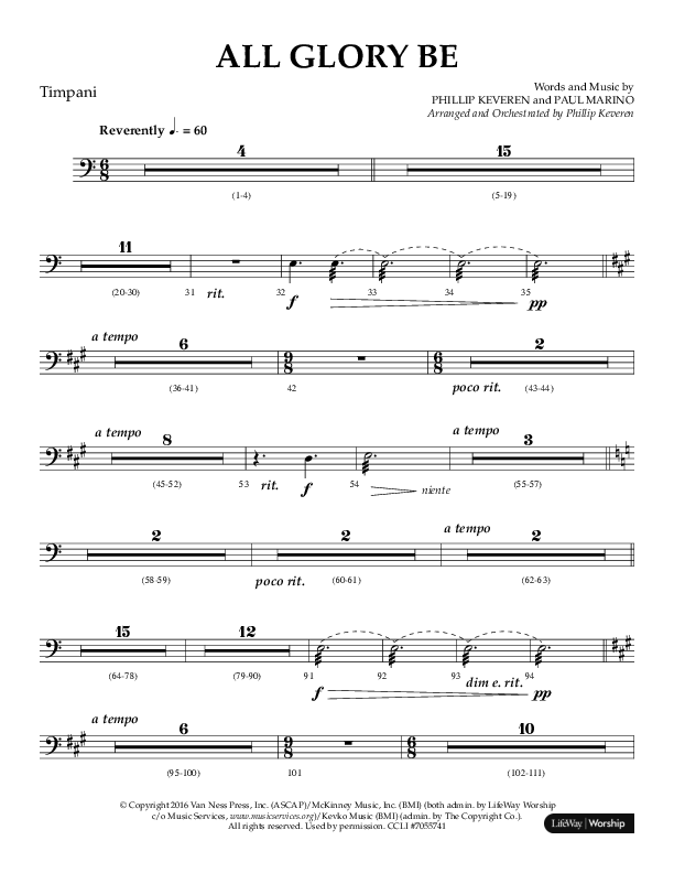 All Glory Be (Choral Anthem SATB) Timpani (Lifeway Choral / Arr. Phillip Keveren)