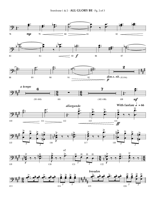 All Glory Be (Choral Anthem SATB) Trombone 1/2 (Lifeway Choral / Arr. Phillip Keveren)