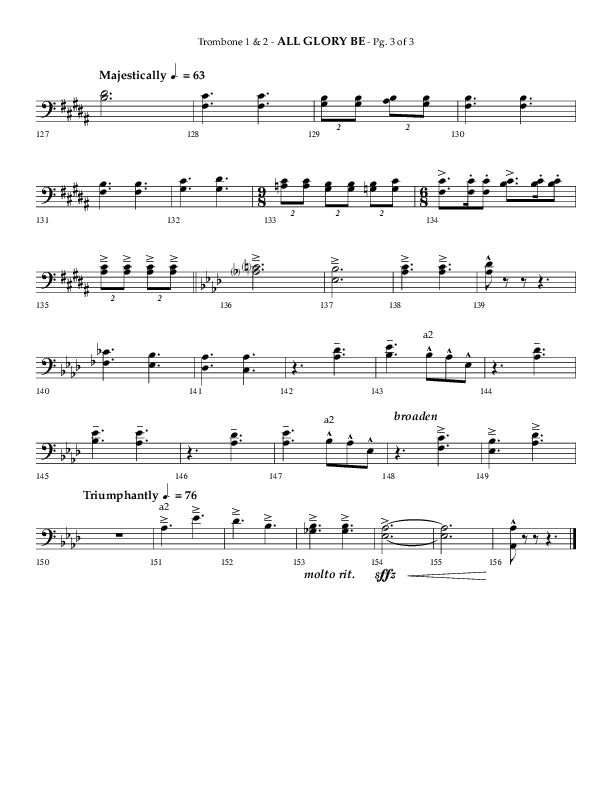 All Glory Be (Choral Anthem SATB) Trombone 1/2 (Lifeway Choral / Arr. Phillip Keveren)