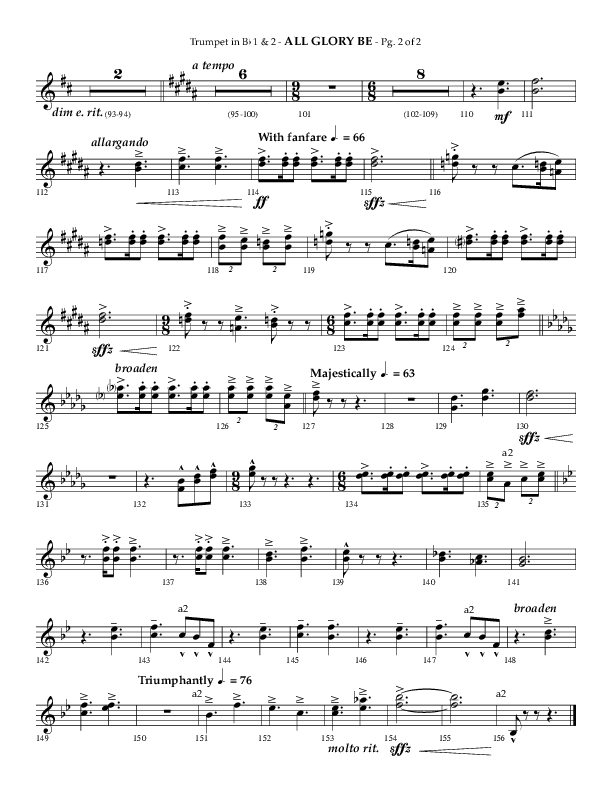 All Glory Be (Choral Anthem SATB) Trumpet 1,2 (Lifeway Choral / Arr. Phillip Keveren)