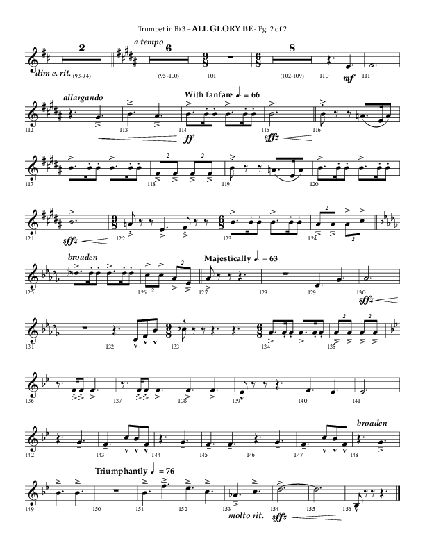 All Glory Be (Choral Anthem SATB) Trumpet 3 (Lifeway Choral / Arr. Phillip Keveren)