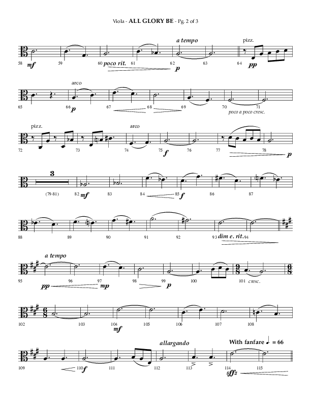 All Glory Be (Choral Anthem SATB) Viola (Lifeway Choral / Arr. Phillip Keveren)