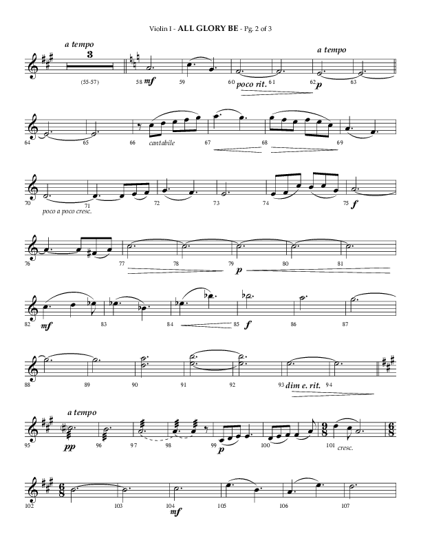 All Glory Be (Choral Anthem SATB) Violin 1 (Lifeway Choral / Arr. Phillip Keveren)