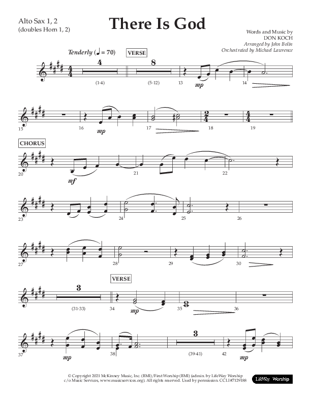 There Is God (Choral Anthem SATB) Alto Sax 1/2 (Arr. John Bolin / Lifeway Choral / Orch. Michael Lawrence)