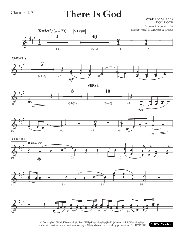 There Is God (Choral Anthem SATB) Clarinet 1/2 (Arr. John Bolin / Lifeway Choral / Orch. Michael Lawrence)