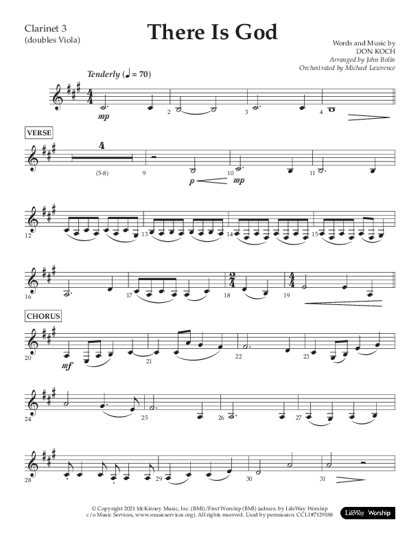 There Is God (Choral Anthem SATB) Clarinet 3 (Arr. John Bolin / Lifeway Choral / Orch. Michael Lawrence)