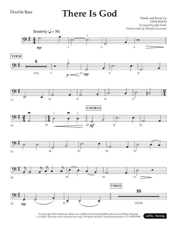 There Is God (Choral Anthem SATB) Double Bass (Arr. John Bolin / Lifeway Choral / Orch. Michael Lawrence)