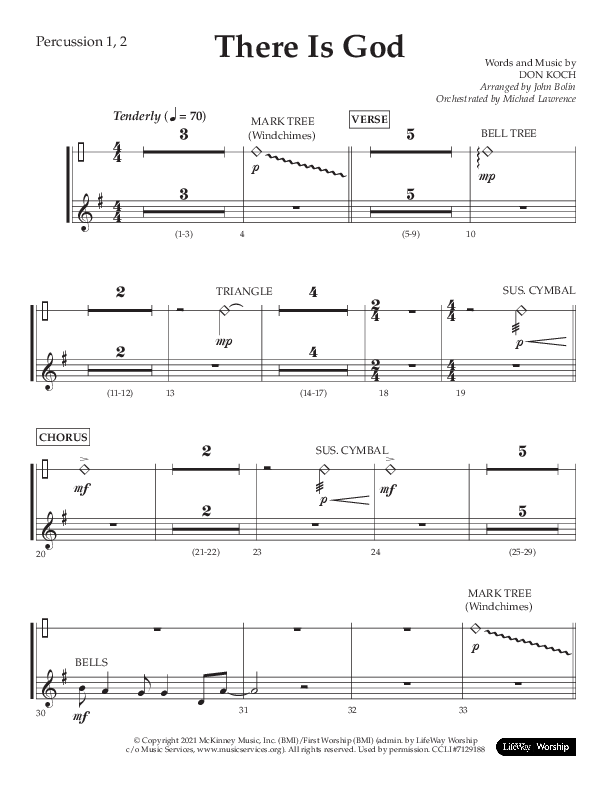 There Is God (Choral Anthem SATB) Percussion 1/2 (Arr. John Bolin / Lifeway Choral / Orch. Michael Lawrence)