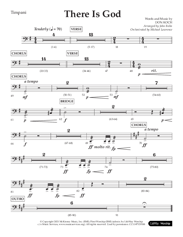 There Is God (Choral Anthem SATB) Timpani (Arr. John Bolin / Lifeway Choral / Orch. Michael Lawrence)